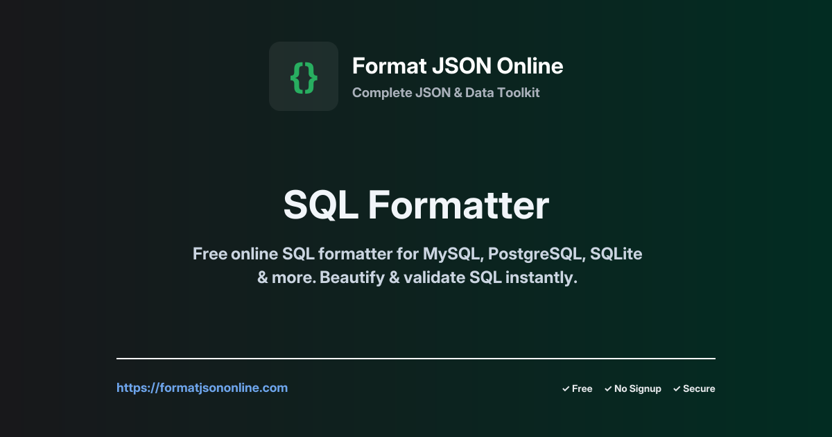 Free Online SQL Formatter & Beautifier - Format SQL Code